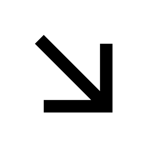 Black arrow pointing diagonally downwards to the right on a transparent background.